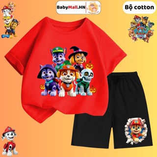 Bộ quần áo hình Chú Chó Cứu Hộ cho bé trai BABYMALL đồ bộ thun cộc tay cho bé chất cotton thoáng mát
