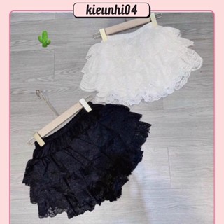 Chân Váy Ren 3 Tầng Có Lót Quần Lưng Thun Chân váy Lẻ ren tầng xếp ly dáng ngắn cạp chun siêu xinh