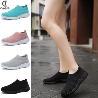  Giày thể thao đi bộ đầu tròn phẳng thông thường bằng lưới thoáng khí cho nữ YOMG