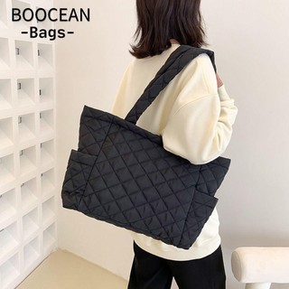 BOOCEAN Túi Tote Cotton Chần Bông Xếp Ly Sức Chứa Lớn Họa Tiết Kẻ Sọc Caro Mùa Đông Hobos Cho Nữ