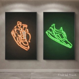 Neon Ký Giày Sneaker Poster Và In Tranh Canvas Nghệ Thuật Treo Tường Thời Trang Giày Thể Thao Hình Ảnh Cho Phòng Bé Trai Trang Trí Nhà Không Có Đèn LED