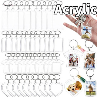 Diy acrylic chèn móc khóa trống tùy chỉnh chèn hình ảnh móc khóa giá đỡ chia khung không khung móc khóa quà tặng