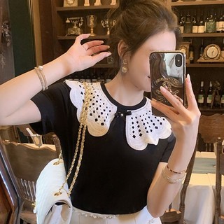 Mùa Hè Phong Cách Mới Tinh Khiết Desire Phong Cách Hot Girl Cotton Nguyên Chất Áo Thun Nữ Slim fit Slimer Nhìn Niche Thiết Kế Cảm Giác Sang Trọng Top Nữ KCNP