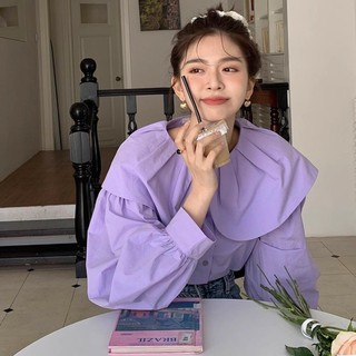 Áo sơ mi cổ búp bê Pháp IELGY Áo sơ mi tay đèn lồng mới dành cho nữ