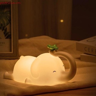 Đèn ngủ hình con voi PATRICIA, Đèn LED Pat di động có thể sạc lại USB, Đèn ngủ ngủ ngủ có thể điều chỉnh độ sáng bằng silicon sáng tạo Trang trí phòng ngủ đầu giường