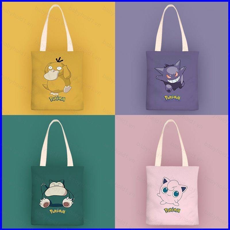 Acg Pokemon Pikachu Squirtle Hoạt Hình Anime Canvas Nữ Túi Đeo Vai In Hình Sinh Viên Thời Trang Dung Tích Lớn Túi Xách
