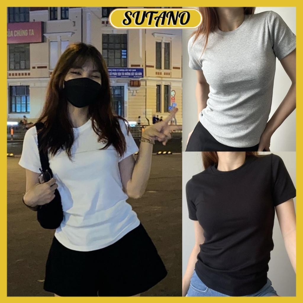Áo thun nữ baby tee trơn đơn giản form ôm áo thun baby tee body chất thun tăm co giãn A157 SUTANO