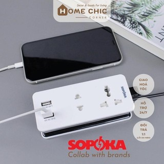 Ổ cắm điện có cổng USB thông minh dùng đi du lịch SOPOKA Q2U dây 1.5M