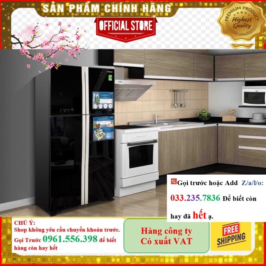 <Sale> Tủ lạnh Hitachi R-FW650PGV8(GBK) 4 cánh màu đen Nguyên Seal Nguyên Seal