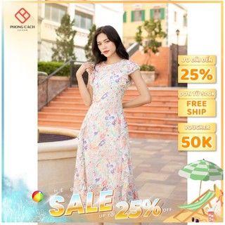 Đầm voan dài đuôi cá hoa nhỏ xinh xắn SD1346 - Phong Cách SAIGON