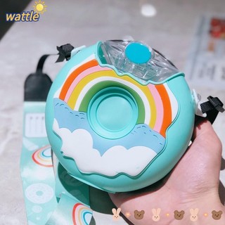 Bình nước hình bánh donut voi bánh donut hoạt hình dễ thương có ống hút cho trẻ em
