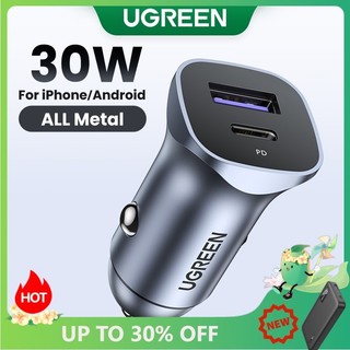 Tẩu sạc UGREEN 30W qc 4.0 3.0 sạc nhanh trong xe hơi thích hợp cho iPhone 12 13 14 Pro Max/ Xiaomi Huawei Samsung