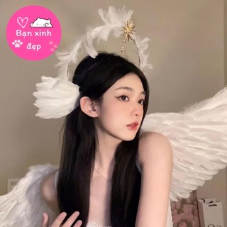 Cánh và phụ kiện Halloween cosplay thiên thần và ác quỷ, hóa trang Halloween, cánh lông vũ bản lớn, quà tặng đặc biệt