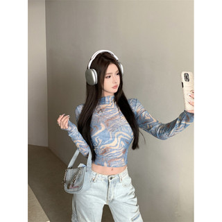 T Tính khí Tie-Dye Thin Half-Turtleneck Gau