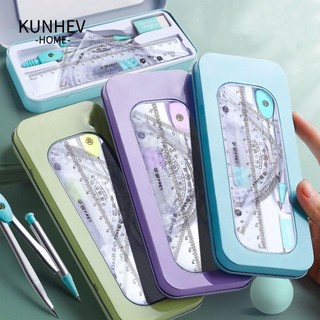 Kunhev bộ 7 dụng cụ thước compa đo kèm gôm tẩy tiện dụng