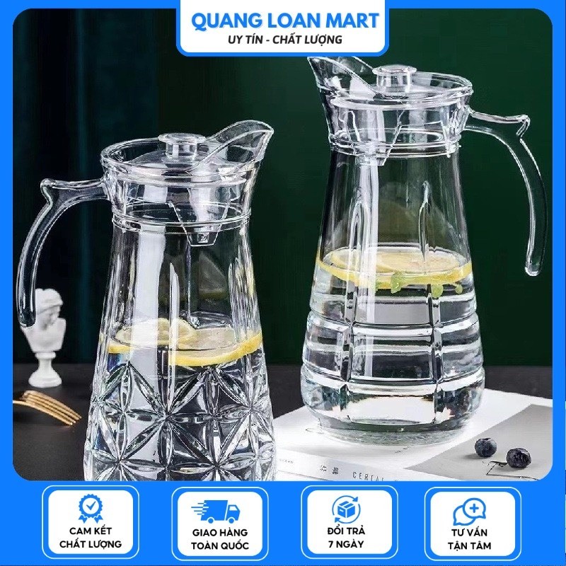 Bình Đựng Nước Thuỷ Tinh 1.7L Đựng Nước Chịu Nhiệt Cao, Bình Đựng Nước