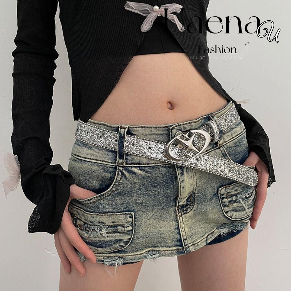 INOXTO Thắt lưng kim sa , Thắt lưng nữ phong cách trẻ trung thế hệ trẻ em, Thắt lưng trang trí quần jean có thể điều chỉnh Y2K