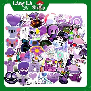 Miếng dán Sticker Chủ đề màu tím chung thủy trọn bộ 60 hình - In rõ ràng sắc nét khó tróc