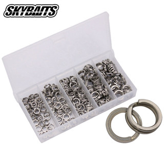 Skybaits 200 Cái / lốc Đôi Vòng Chống Mài Mòn Câu Cá Bằng Thép Kết Nối Flattened Câu Cá