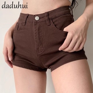 Daduhui New American Ins High Street Retro Denim Shorts Niche High Waist Wide Leg Pants Large Size Hot Pant