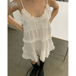 Phong cách múa ba lê cổ điển Hàn Quốc Pure Desire Trong suốt Nấm ren Slim-fit Sling Dress