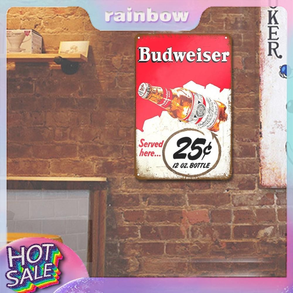 Đĩa kim loại cổ điển Budweiser Bia hình chữ nhật Tranh sắt trang trí tường 20x30cm [cầu vồng12.vn]