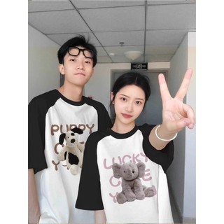 Cặp Đôi Áo Thun Tay Ngắn Phong Cách Mới Mùa Hè Đầm Đen Trắng Raglan Tay Nam Nữ Áo