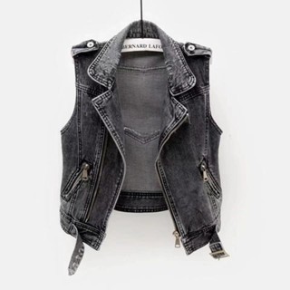 Jiashuchen Áo Vest Nữ Xuân Thu Denim Áo Khoác Ngắn Mỏng Hơn Nhìn Phù Hợp Với Áo Vest Top Nữ Phiên Bản Hàn Quốc Áo Khoác Ngoài Nữ