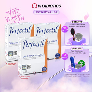 Combo 3 Hộp Viên Uống Làm Đẹp Da, Tóc & Móng Vitabiotics PERFECTIL Bổ Sung Biotin Và Vitamin Ngừa Oxy Hóa Hộp 30 Viên