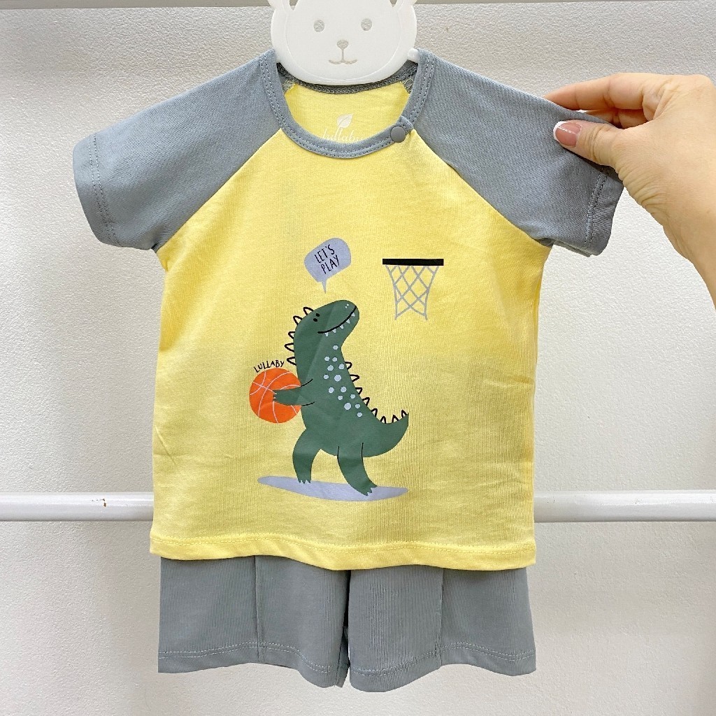 Bộ cộc tay Lullaby cotton cao cấp mềm thoáng mát bé trai NH30R (3Y~5Y không cài vai)