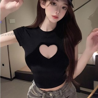 Cotton nguyên chất / Áo thun nữ / phong cách mới / mùa hè / thời trang / hot girl / tình yêu / rỗng / gợi cảm / áo / tay ngắn ISGT