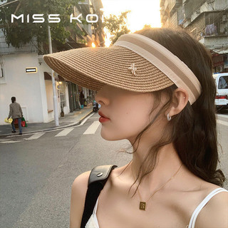 Misskoi  Mũ Rơm Dệt Rỗng Chống Nắng Không Chóp Đi Biển Du Lịch Ngoài Trời Mùa Hè Cho Nữ