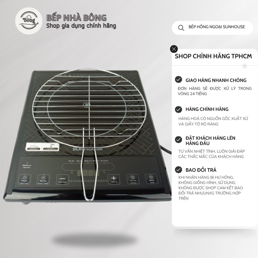 Bếp hồng ngoại cơ Sunhouse SHD6011 - Công suất 2000W - Phím bấm điện tử - 5 chế độ nấu - Bảo hành chính hãng- ĐL