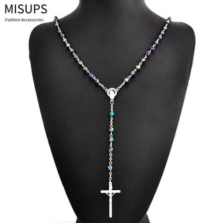 MISUPS cổ Chuỗi Hạt Mặt Hình Thánh Giá Thời Trang Nhiều Màu Sắc Phong Cách Vintage
