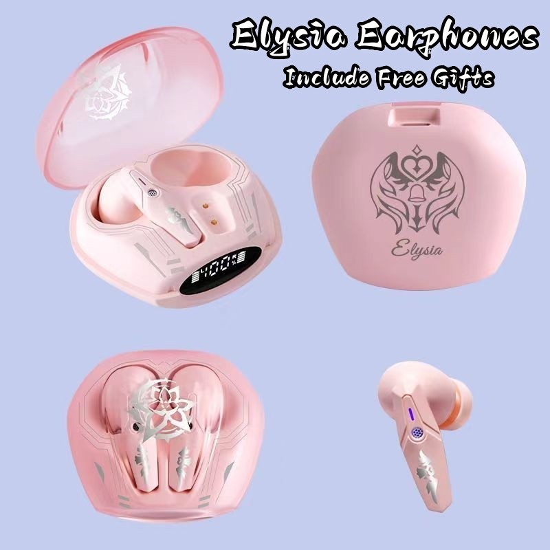 [Quà tặng miễn phí] Tai nghe Bluetooth 5.3 không dây Honkai Impact 3 ElysiaTWS có tông màu đầu Tai n