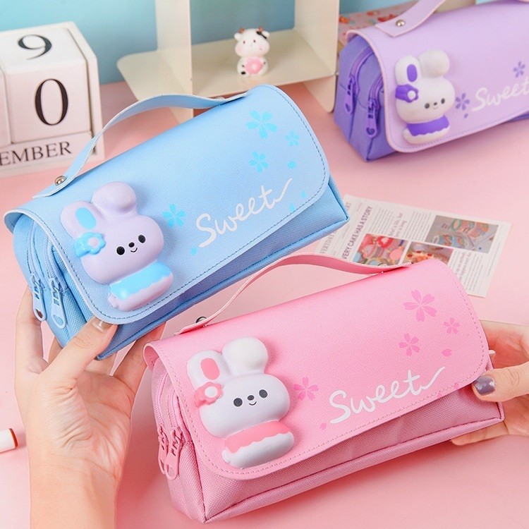 Hộp Bút Cute Nhiều Ngăn Cho Bé Gái Có Quai Xách BU11 - shoptungchi13