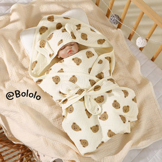 Chăn trẻ em mùa xuân hè Bololo, chăn gạc cotton nguyên chất, chăn trẻ em crepe bốn lớp, túi đựng phòng sinh, đồ dùng cho mẹ và bé