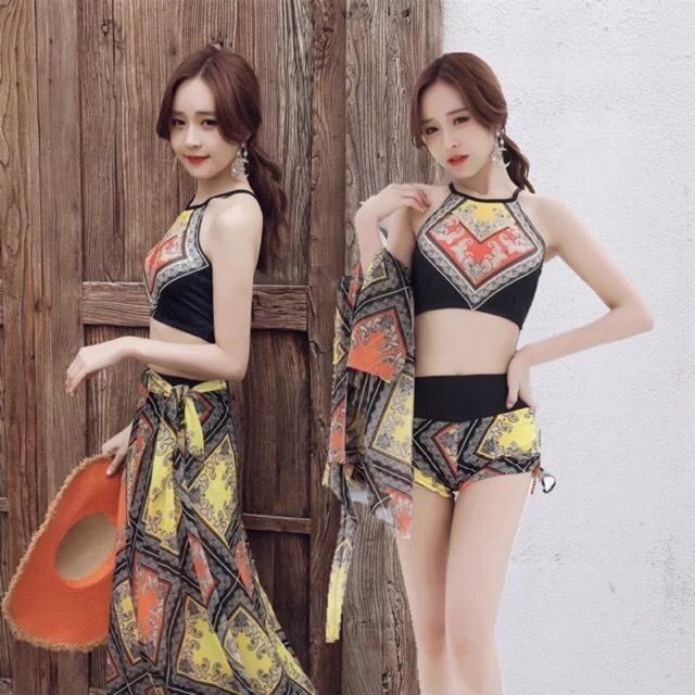 Size (M-L) BIKINI Đồ Bơi Đi Biển 3 Món Thổ Cẩm