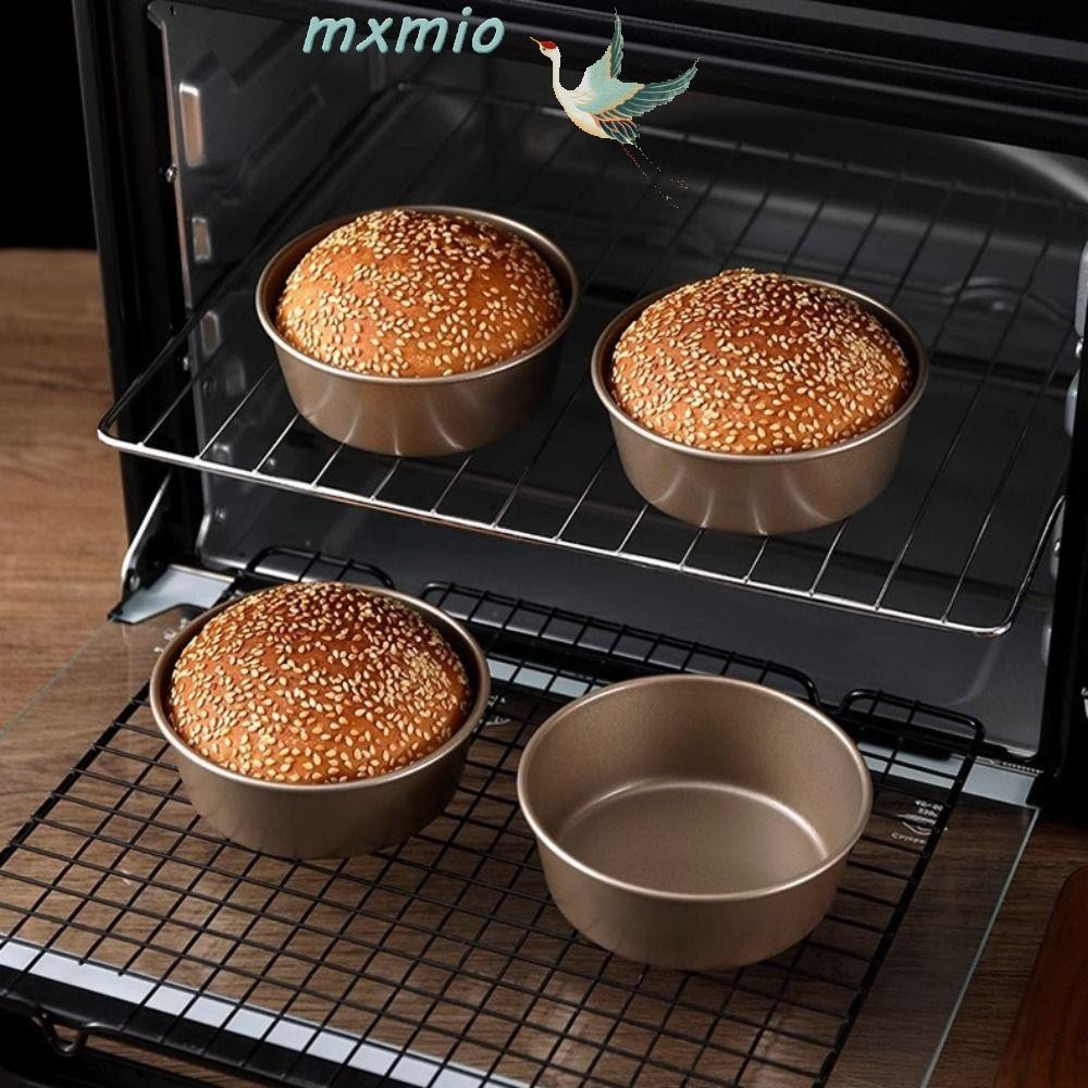 Khuôn Bánh Mì MXMIO, Khuôn Hamburger Thép Carbon 4 Inch, Khay Nướng Bánh Chống Dính Đáy Tự Làm Bánh Chảo Nướng Nhà