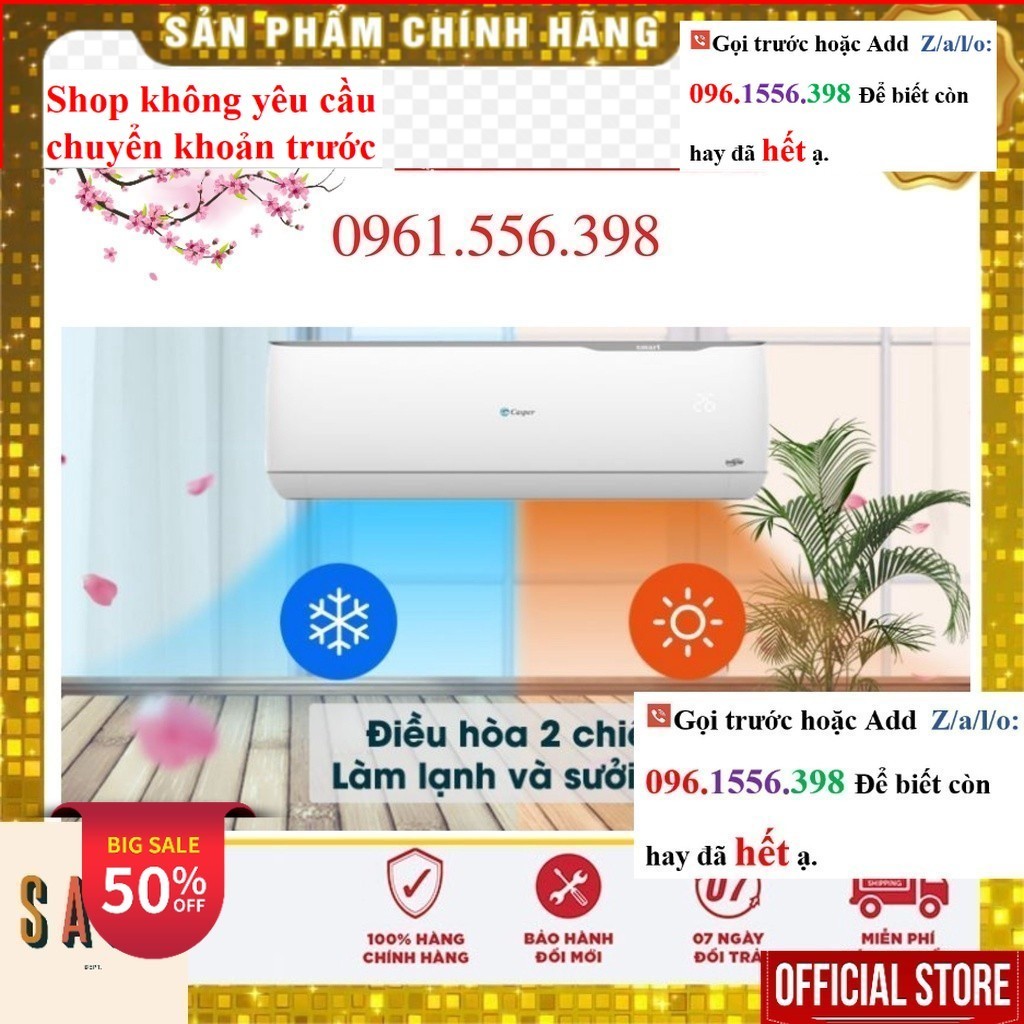 <Rẻ> Điều hòa Casper 9000 BTU 2 chiều inverter GH-09IS33, mới 100%, hàng chính hãng - Mới 100%