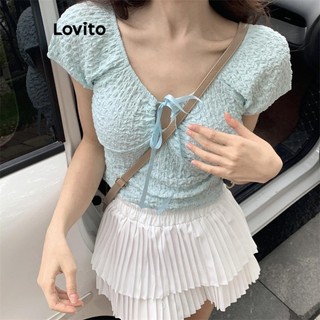 Lovito Áo thun ren trơn dễ thương cho nữ LNE54339