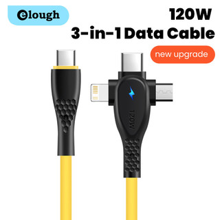 Cáp USB 3 trong 1 Elough 120W Type C sang Type C PD Dây cáp dữ liệu sạc nhanh