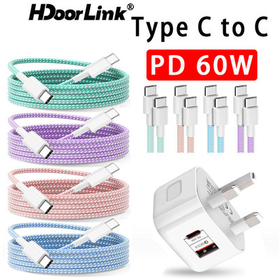 Cáp sạc nhanh HdoorLink PD60W Type C cho điện thoại Xiaomi Samsung Oppo Bộ chuyển đổi sạc dây dữ liệu có cáp
