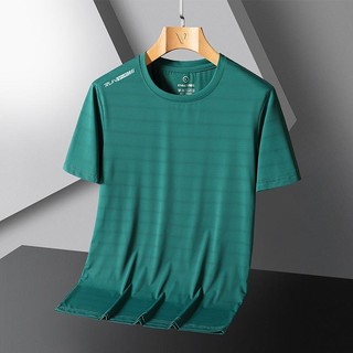 Size L-8XL2023 Phong Cách Mới Màu Trơn Lụa Băng Tay Ngắn Nam Mùa Hè Nam Siêu Mỏng Áo Thun Tay Ngắn Cổ Tròn Lỗ Thông Gió Ngắn