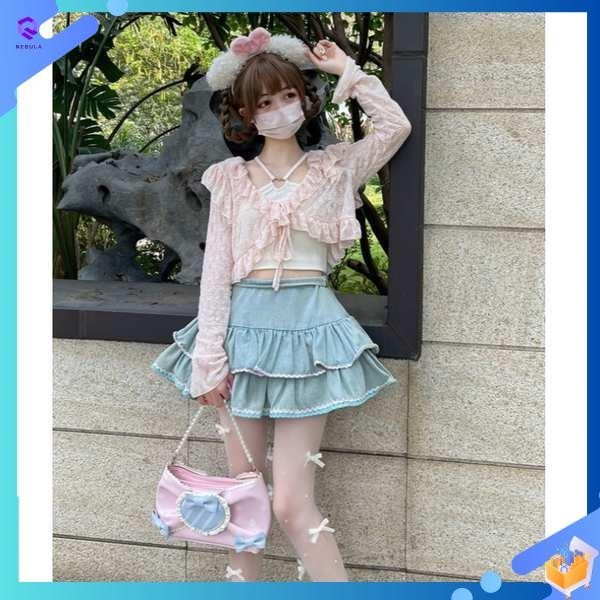 Gothic lolita Mỏng Áo Khoác Nữ Mùa Hè Ngắn Sling Bên Ngoài Chống Nắng Cardigan Nhỏ Áo Khoác Top Áo