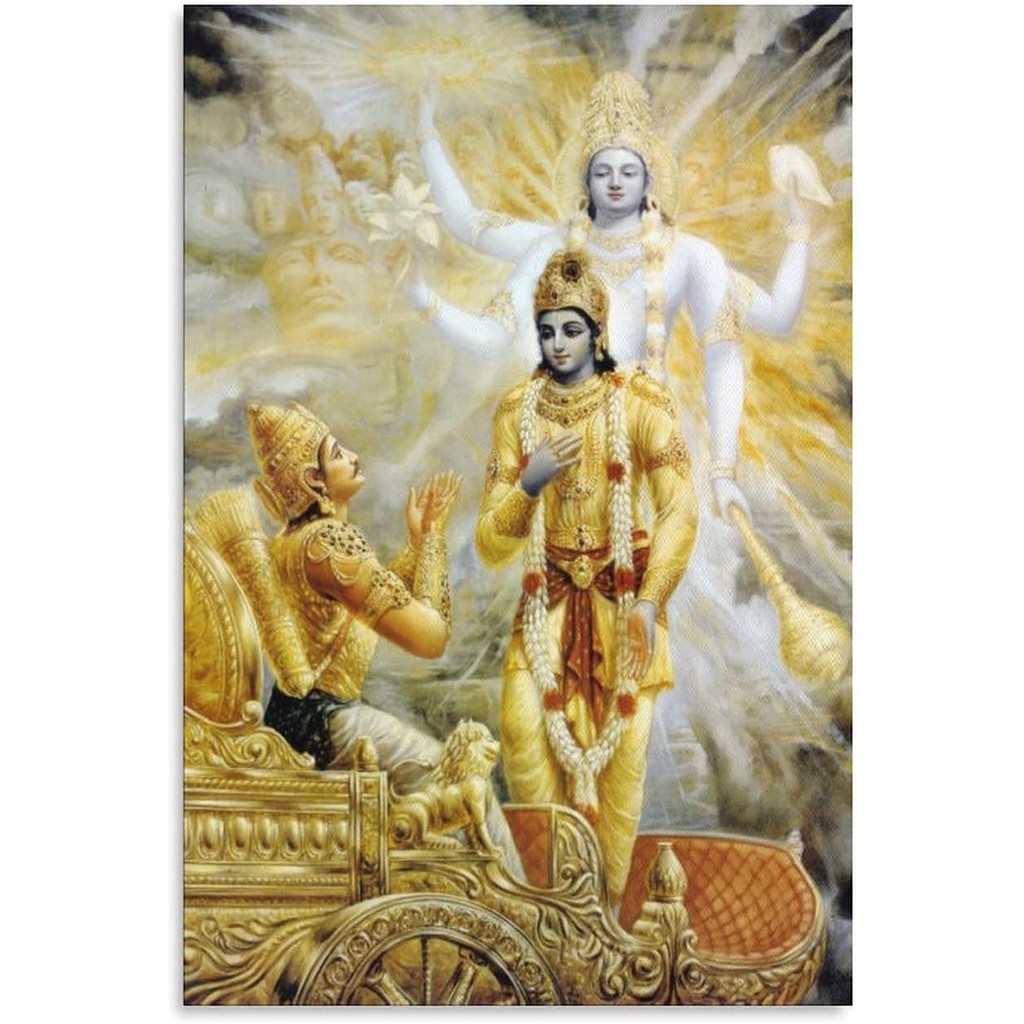 Battle Lord Krishna Arjuna Mahabharata Phòng Thẩm Mỹ Áp Phích Vải Áp Phích Trang Trí Phòng Ngủ Thể T