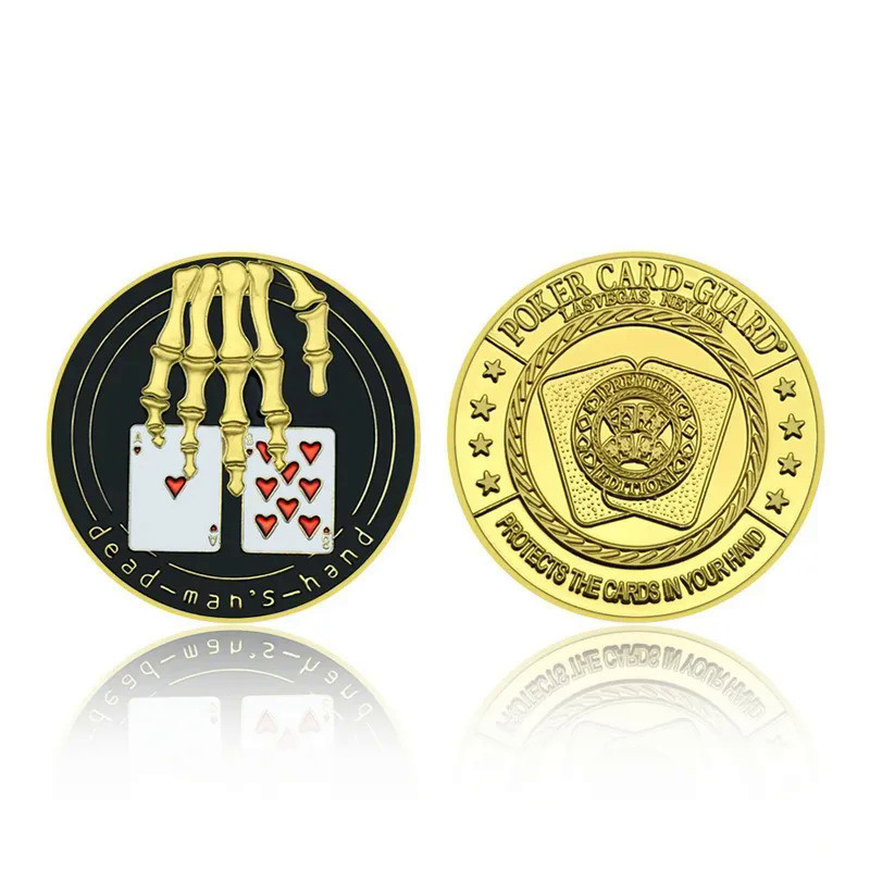 1 Chiếc Dead-man 'S-hand Poker Coin Texas Poker Skeleton Tay May Mắn Đồng Xu Kim Loại Poker Kỷ Niệm 