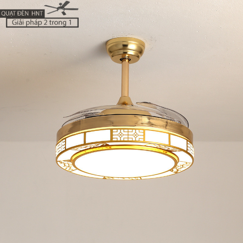 Quạt Trần Đèn Thu Cánh Hoa Mai 3 màu đèn 6 nấc gió, có điều khiển từ xa fan lamp