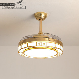 Quạt Trần Đèn Thu Cánh Hoa Mai 3 màu đèn 6 nấc gió, có điều khiển từ xa fan lamp