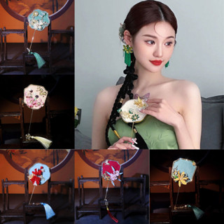  Phong Cách Trung Hoa Mini Handmade Tay Tròn Quạt Xiuhe Cưới Cô Dâu Trung Quốc Cổ Cầm Tay Hoa Quạt Trang Trí Nhà 